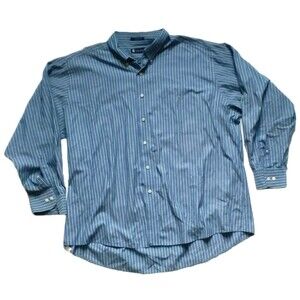 Chaps Xtra Large Shirt Blue/Green Stripes Button Down Mens Long Sleeve Collared